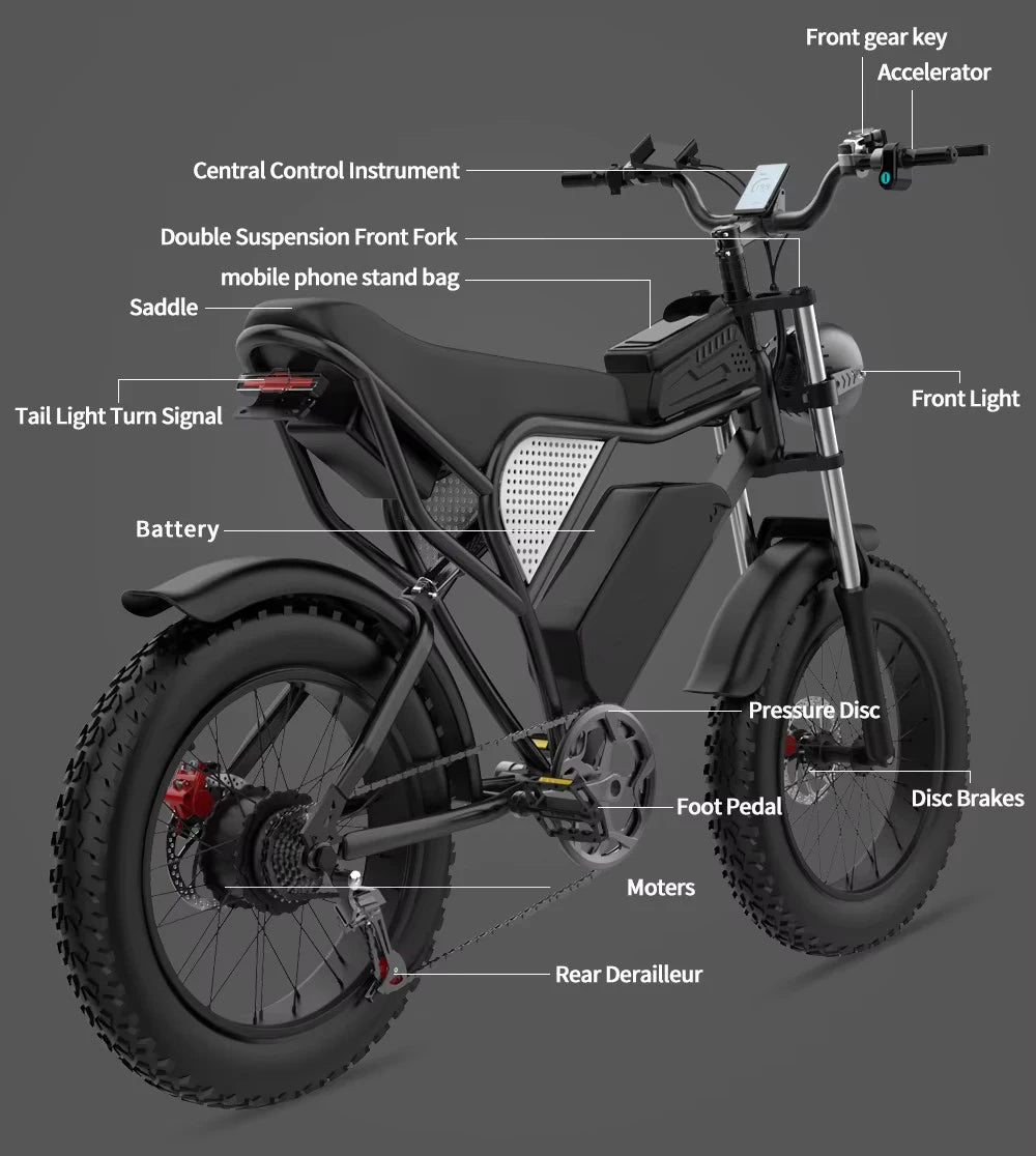 Electric Bike for Adults 1500/2000W 33/37MPH 48/52V 50-80Miles