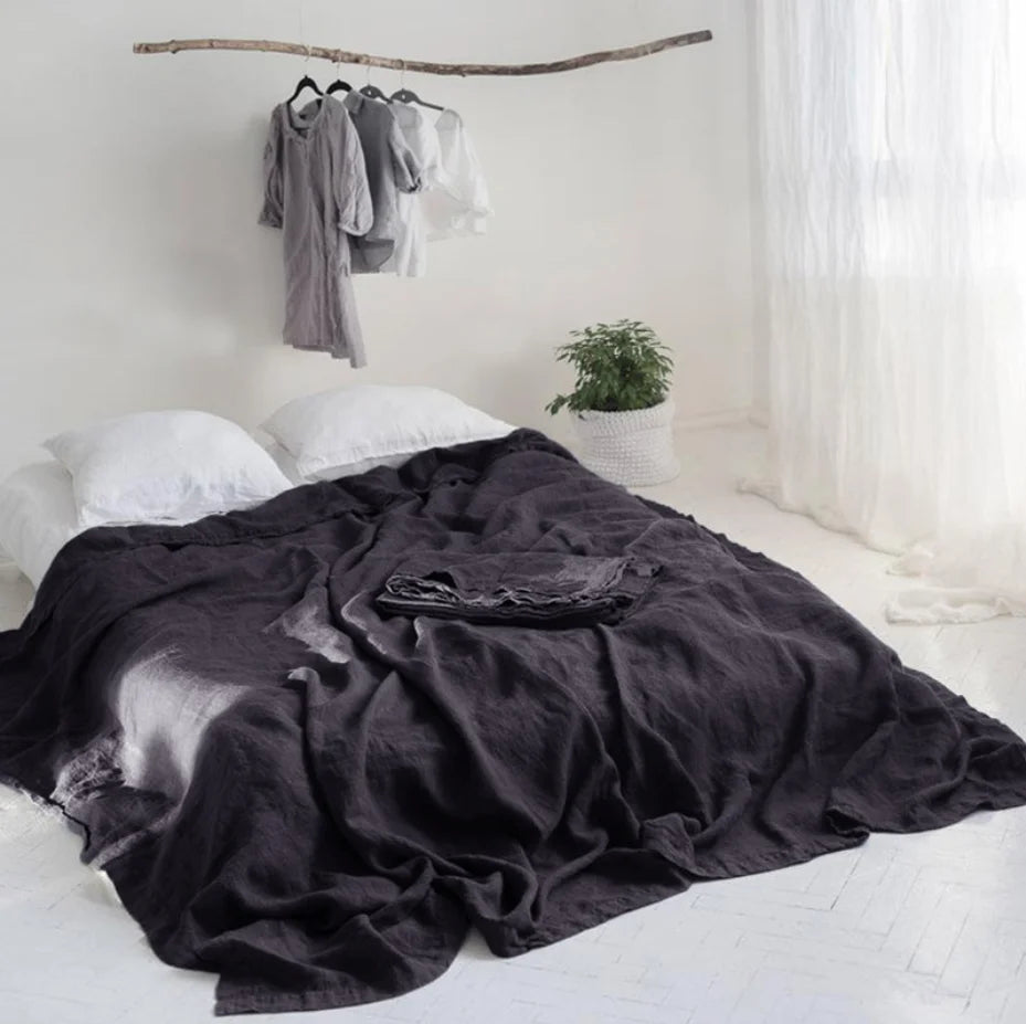 1Piece Washed French Bed linens Pure linen 100% Bedsheets Stone