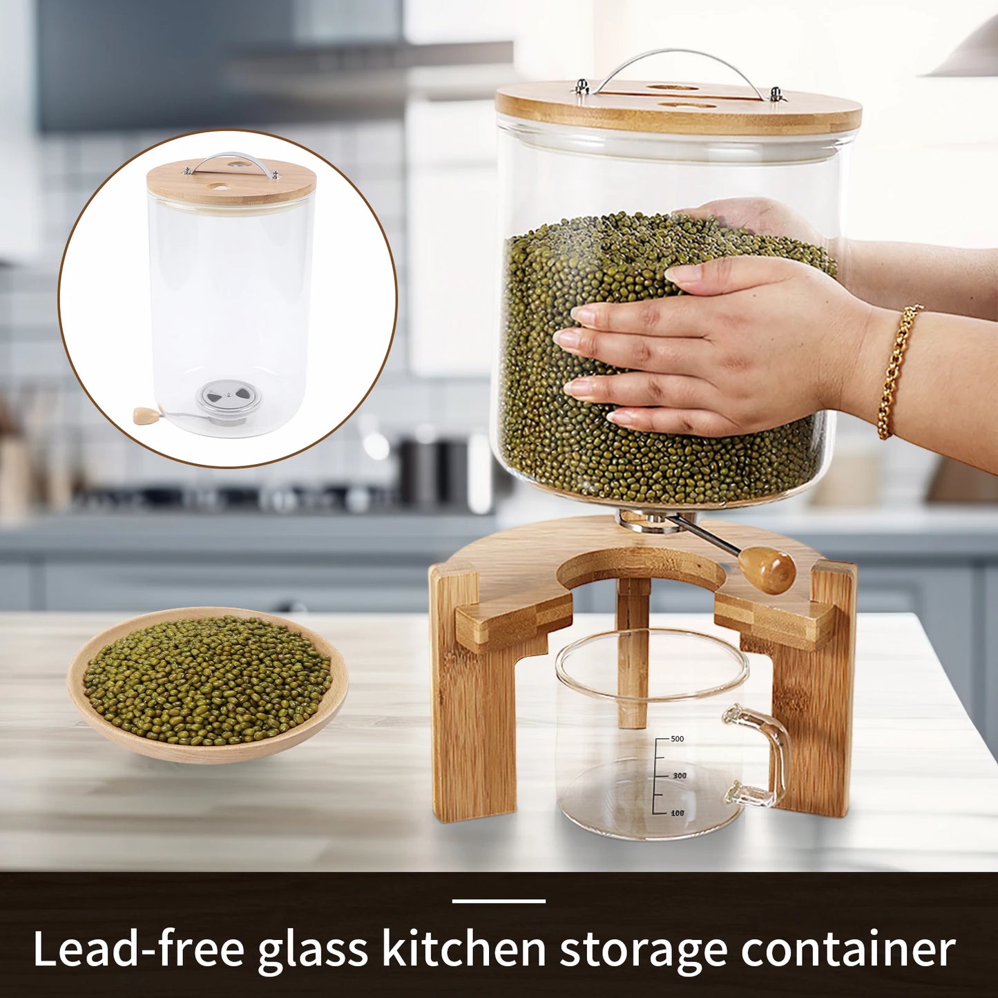 Flour And Cereal  Rice Dispenser Creative Glass Food Storge