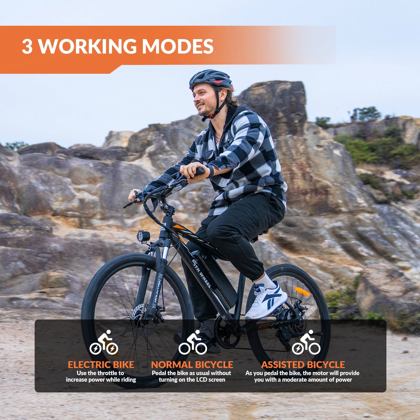 Electric Bike, 700W Peak Motor, 23 Mph Max Speed, Front Suspension