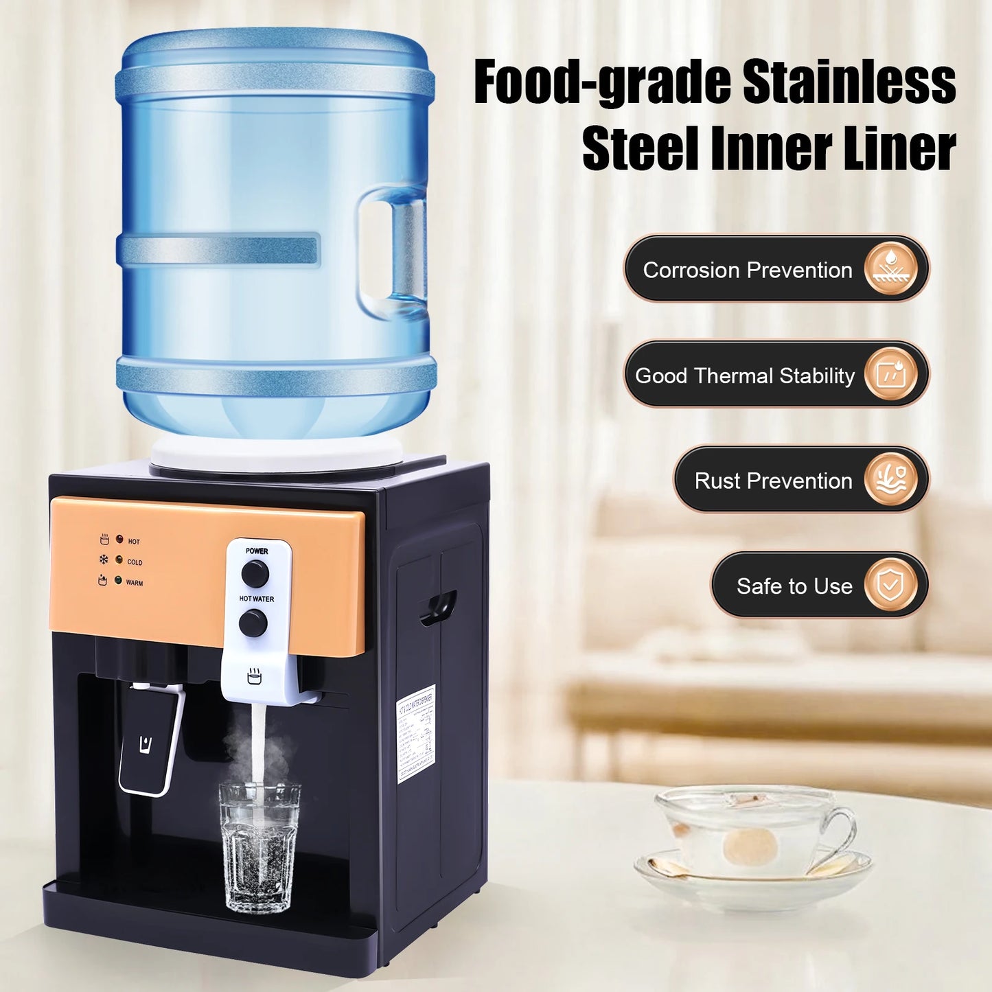 Electric Hot and Cold Water Cooler Dispenser  Desktop Top Loading