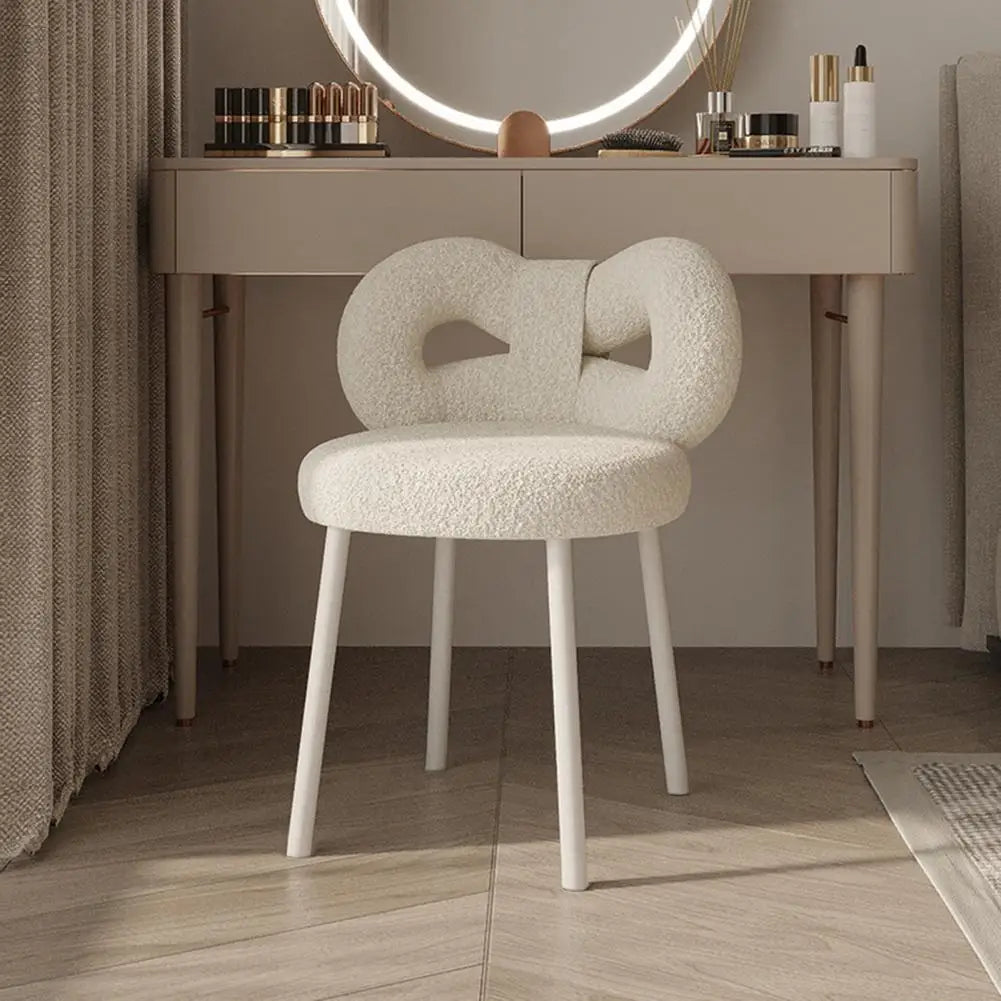 Vanity Stool with Bowknot Backrest