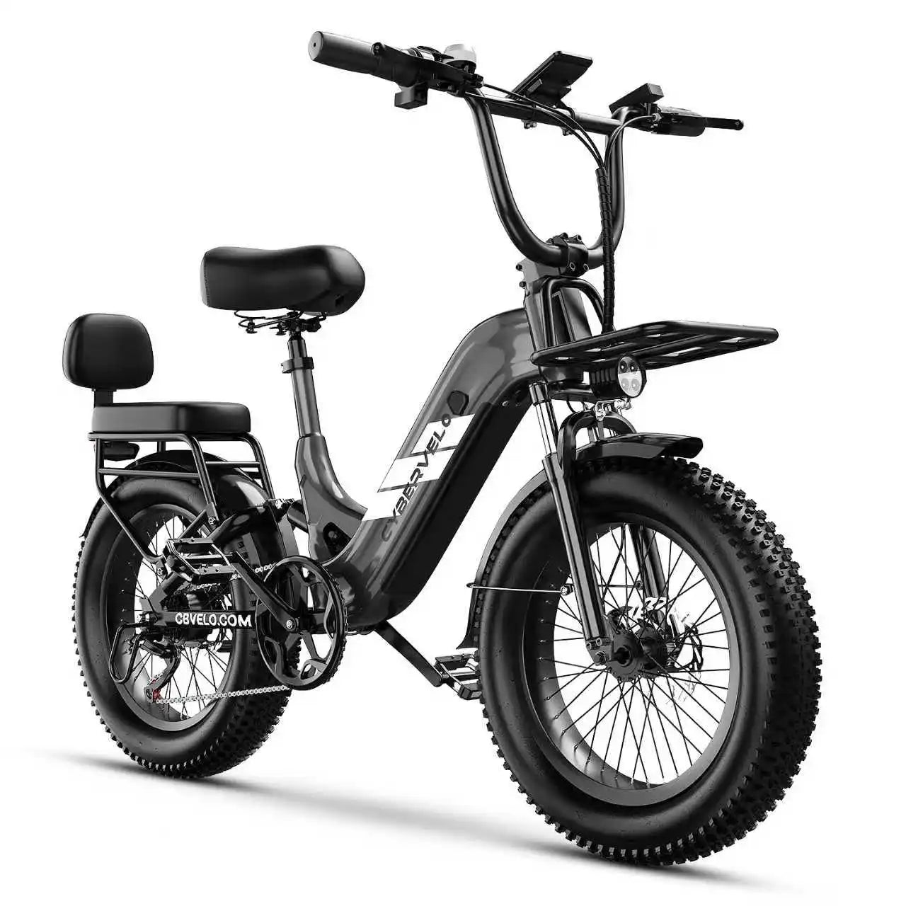 Step-Thru Electric Bike for Adults and Youths,  30+MPH, 20" Fat Tire 7-Speed