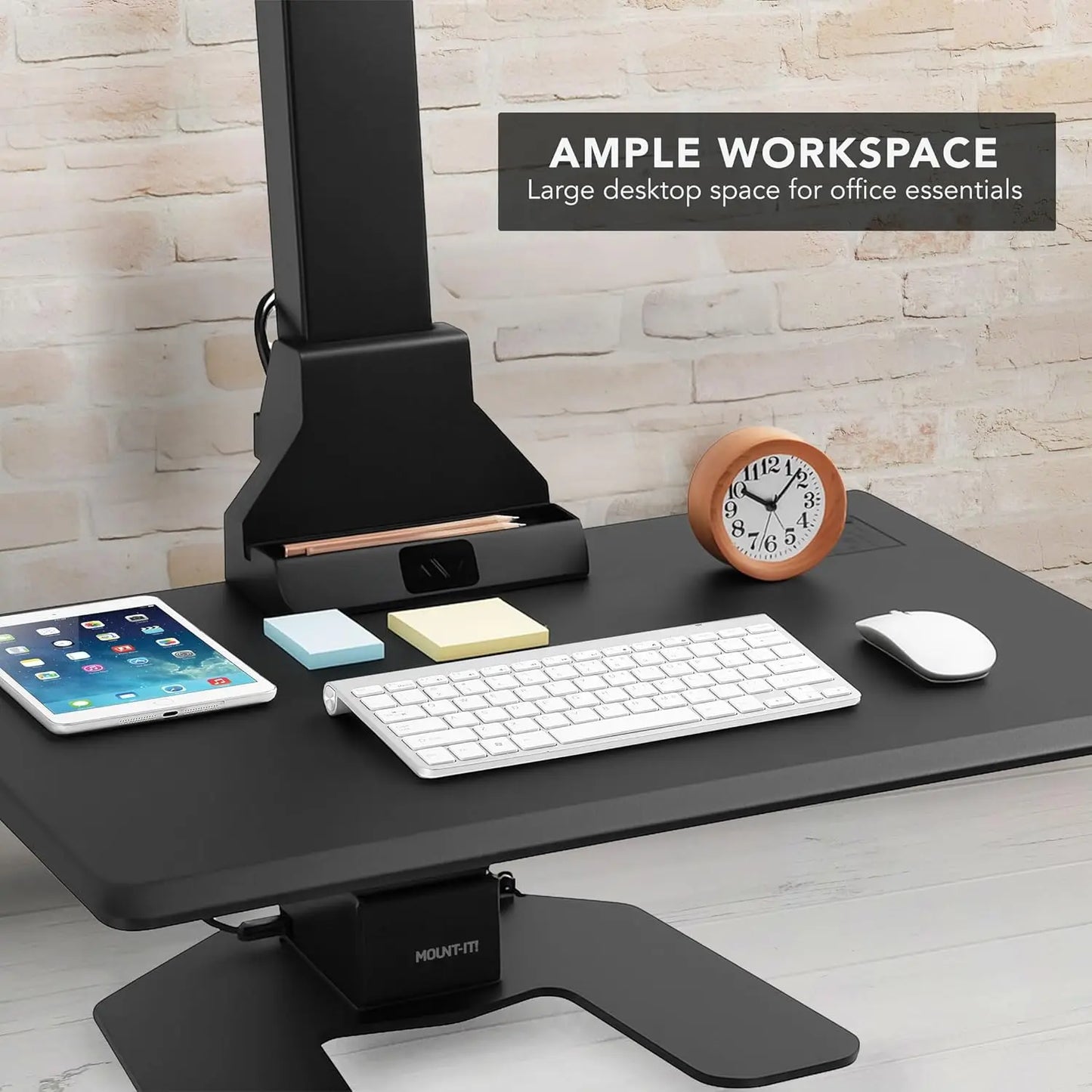 Triple Monitor Electric Standing Desk Converter - 3 Screens Stand Up Desk Riser - Height Adjustable Desktop & 3 Mounts