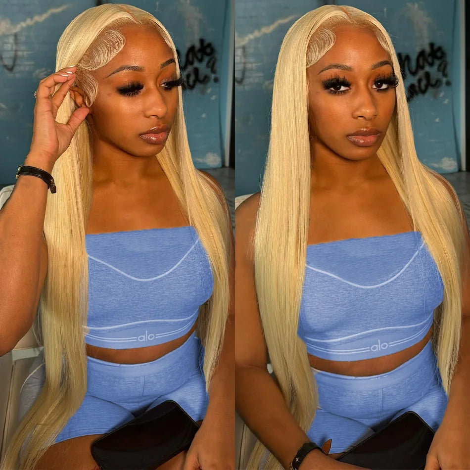 Blonde  Lace Front Wig 100% Human Hair  Density Straight  Frontal Wigs
