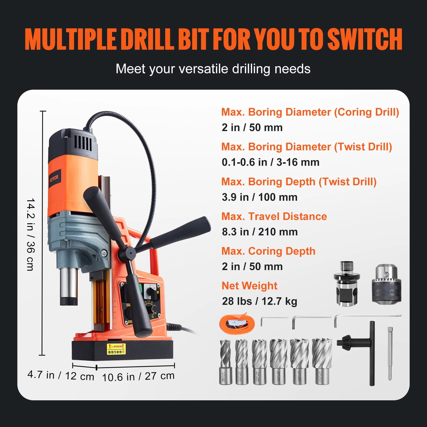 1300W 1400W 2" Electric Drilling Machine Magnetic Drill Boring