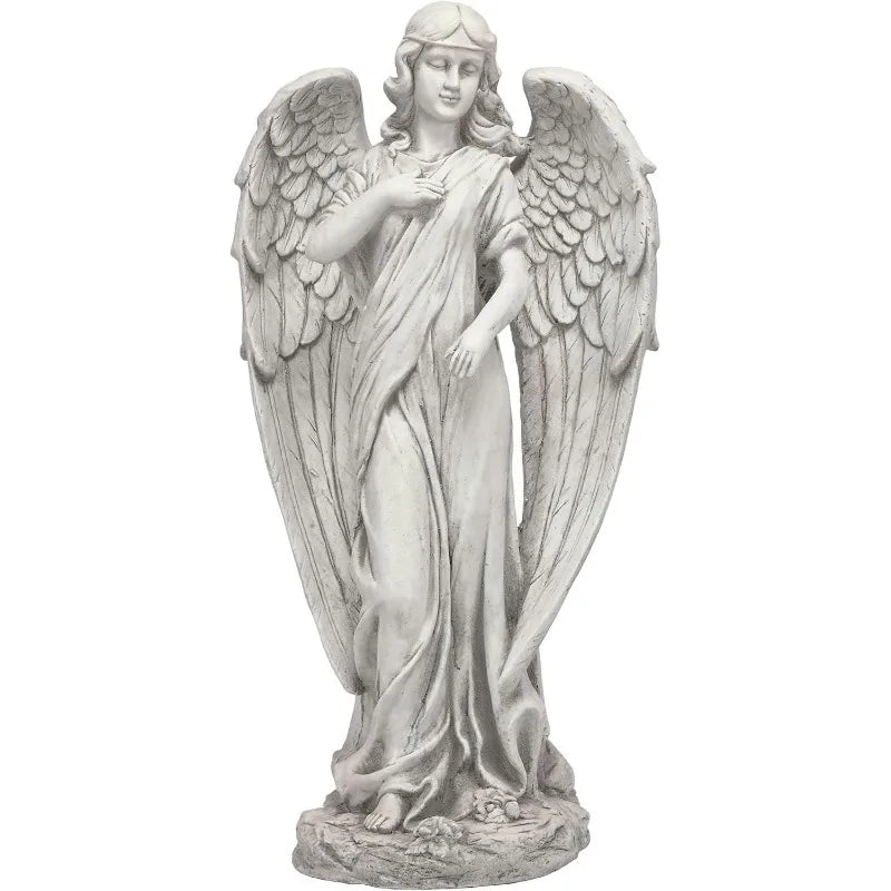 Angel Statue Yard Art Decoration, Light Gray
