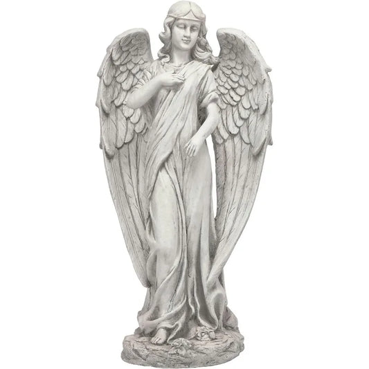 Angel Statue Yard Art Decoration, Light Gray