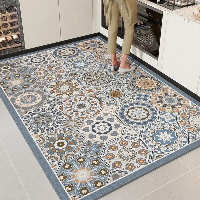Kitchen Mat Pvc Waterproof Oil-proof Carpet Leather Large Rug