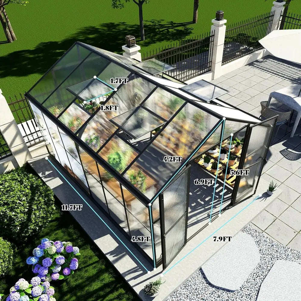 Walk-in Greenhouse with 7ft Height, 4 Vent Windows