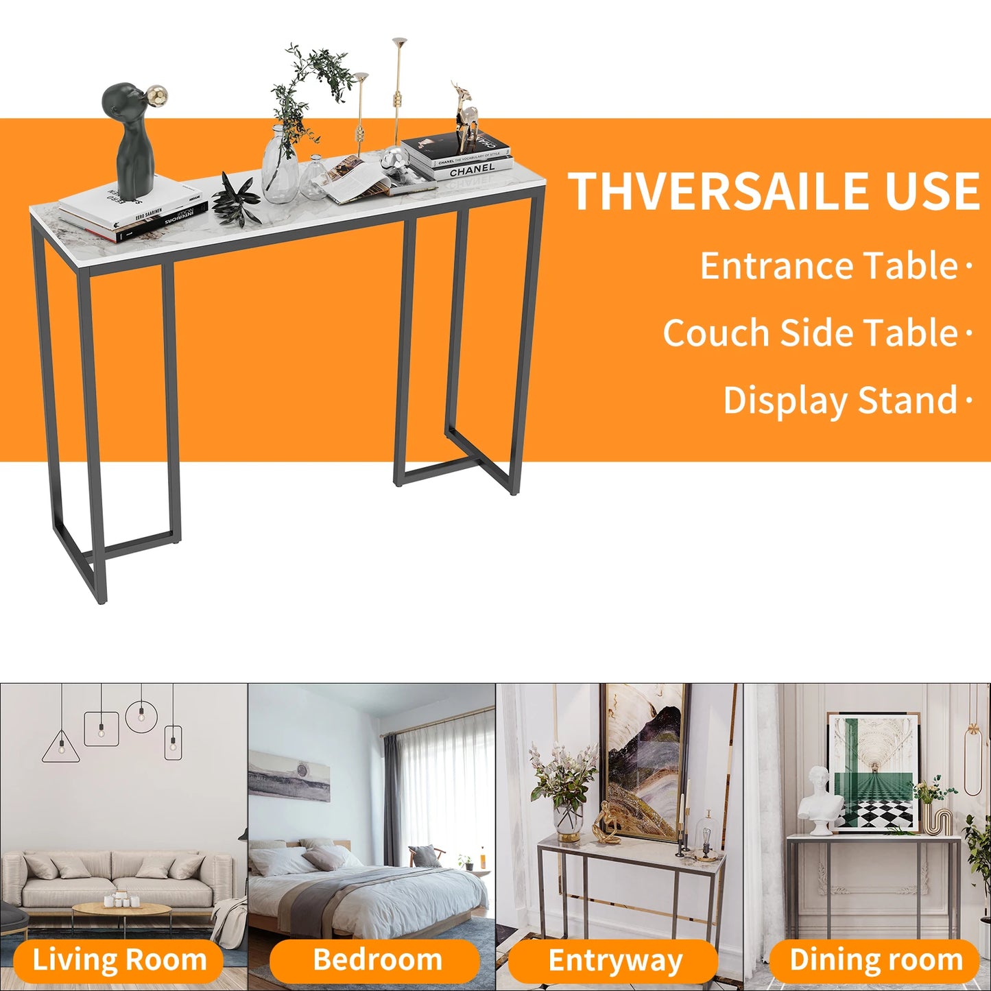Marble Console Table Modern Accent Side Stand Sofa