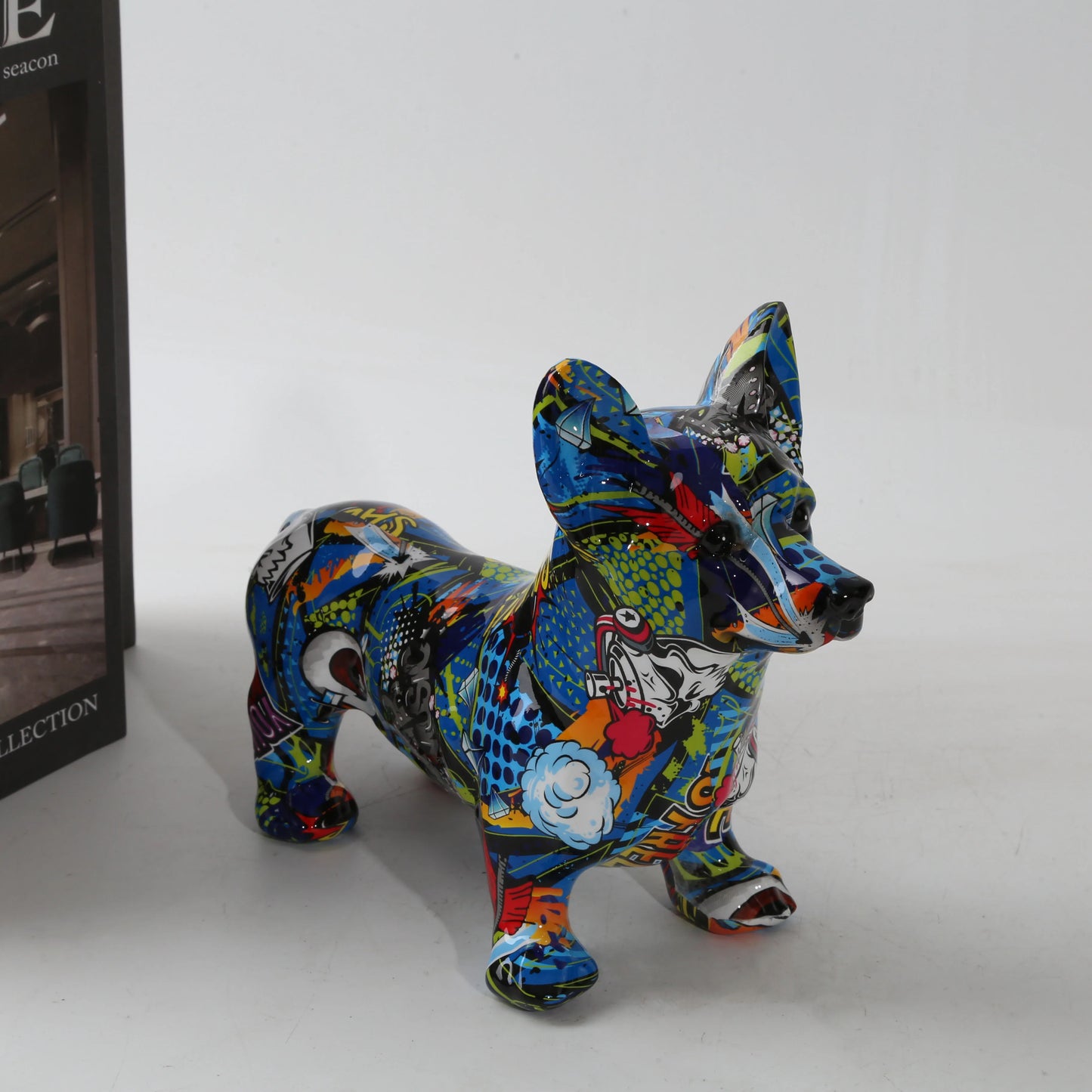 Nordic  Art Graffiti Corgi Dog Painting Creative Resin Crafts
