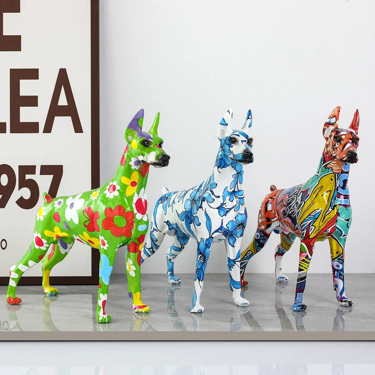 Color Doberman Dog Statue Decorations