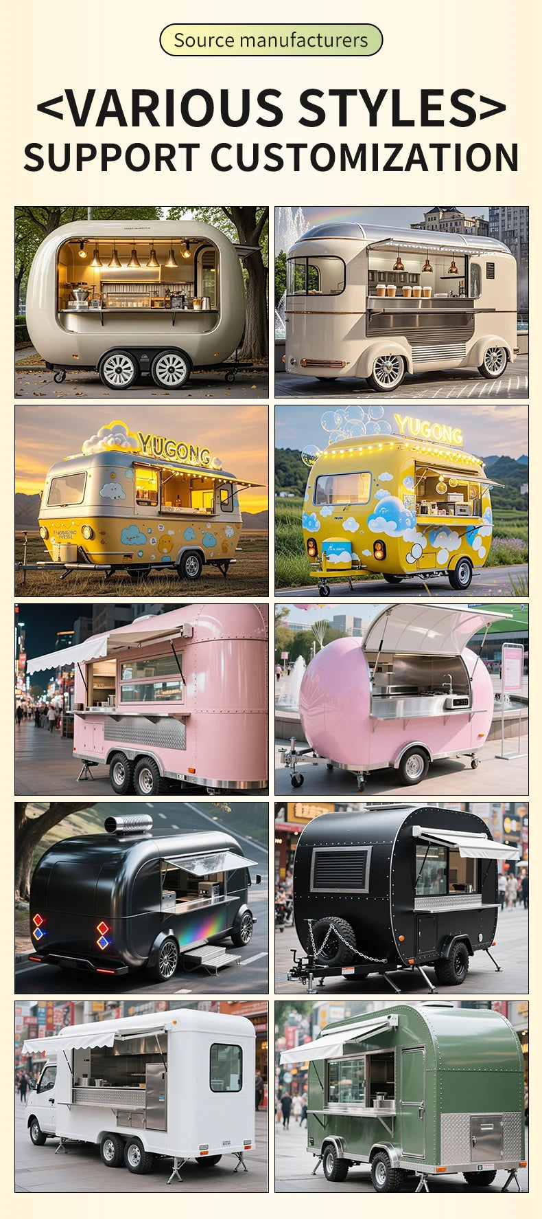 Small Mobile Food Truck with Fully Equipped Kitchen Pizza Concession Fast Food Van Trailer for Sale for Snacks Candies Chips