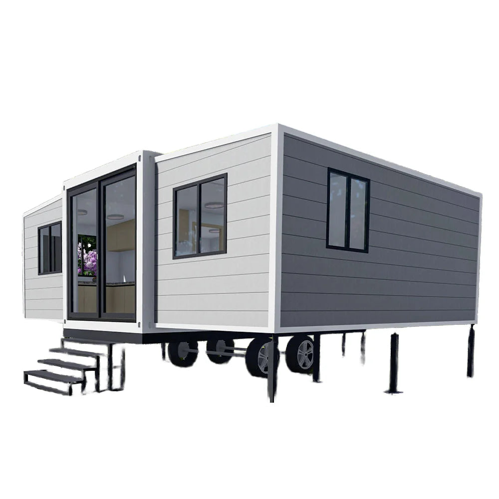 Customized Mobile Double Wing Foldable Modular 20ft Expandable Container House Tiny On Wheels With Electrical And Plumbing For S