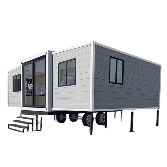 Customized Mobile Double Wing Foldable Modular 20ft Expandable Container House Tiny On Wheels With Electrical And Plumbing For S