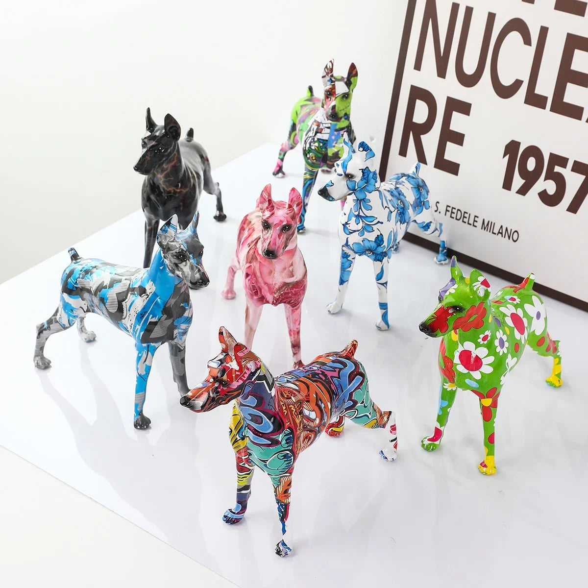 Color Doberman Dog Statue Decorations