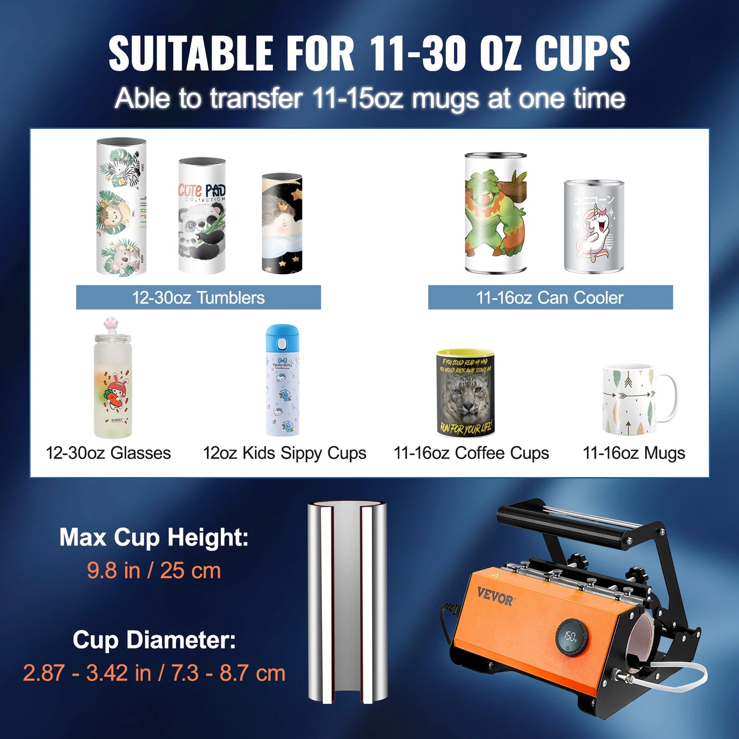 Cup Tumbler Heat Press Touchscreen DIY Ceramic Mug Heat