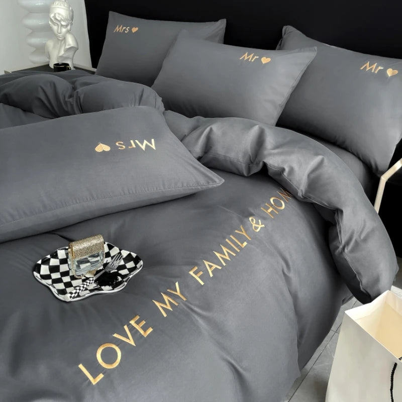 Nordic Luxury Egyptian Cotton Bedding Set King Queen Double Twin Size