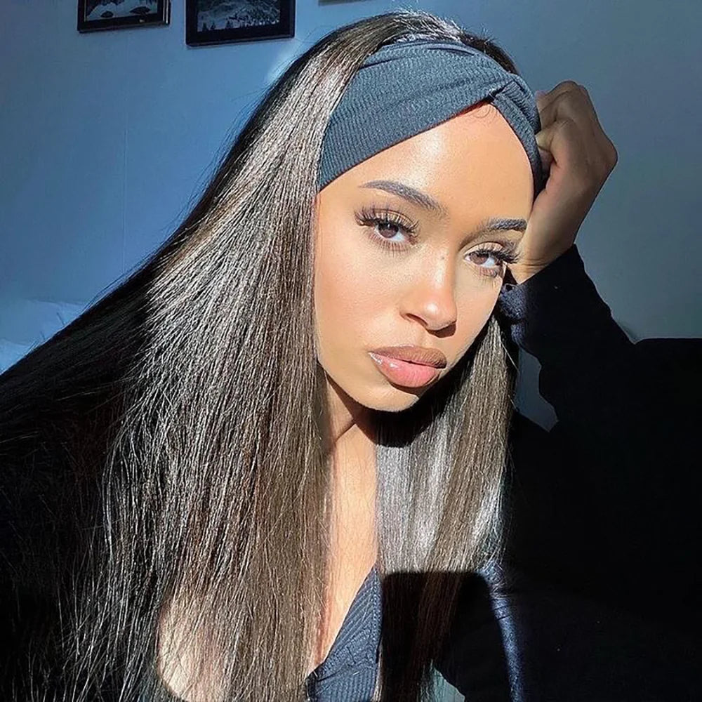Headband Wig Human Hair Bone Straight Human Hair Wigs