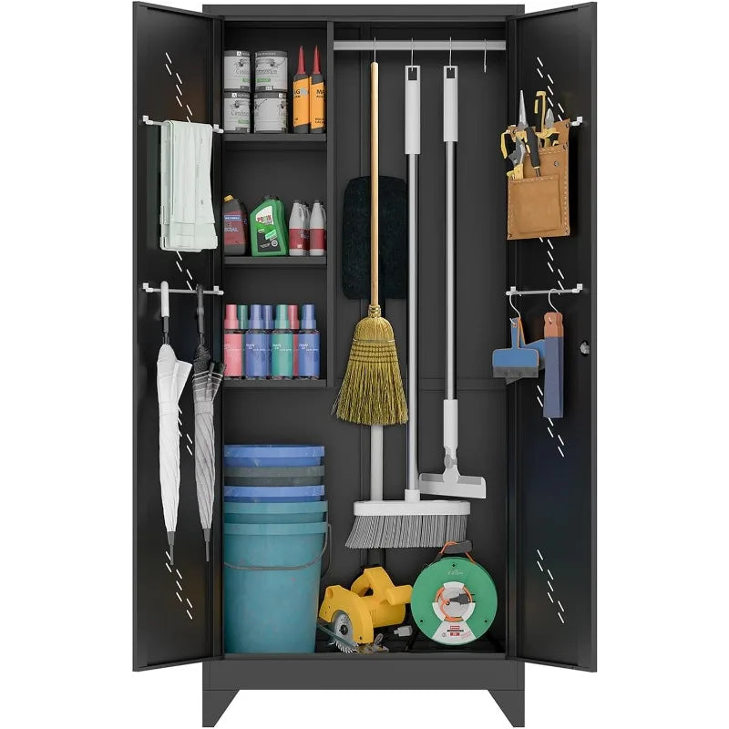 Outdoor furniture 75" Metal  Lockable Doors, Functional Garage