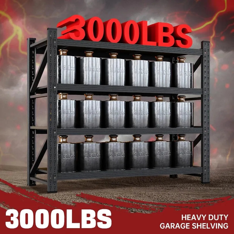 3000LBS Storage Shelves,48" W Heavy Duty Metal Adjustable Garage Shelves,