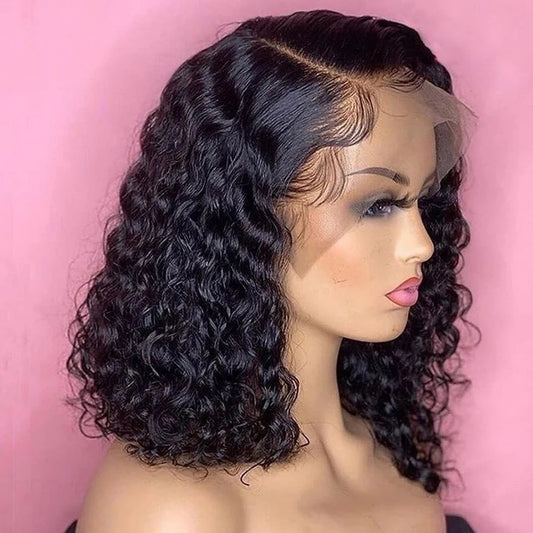 Curly Bob Wig 13x4 Lace Front Human Hair Deep Wave Closure Wig