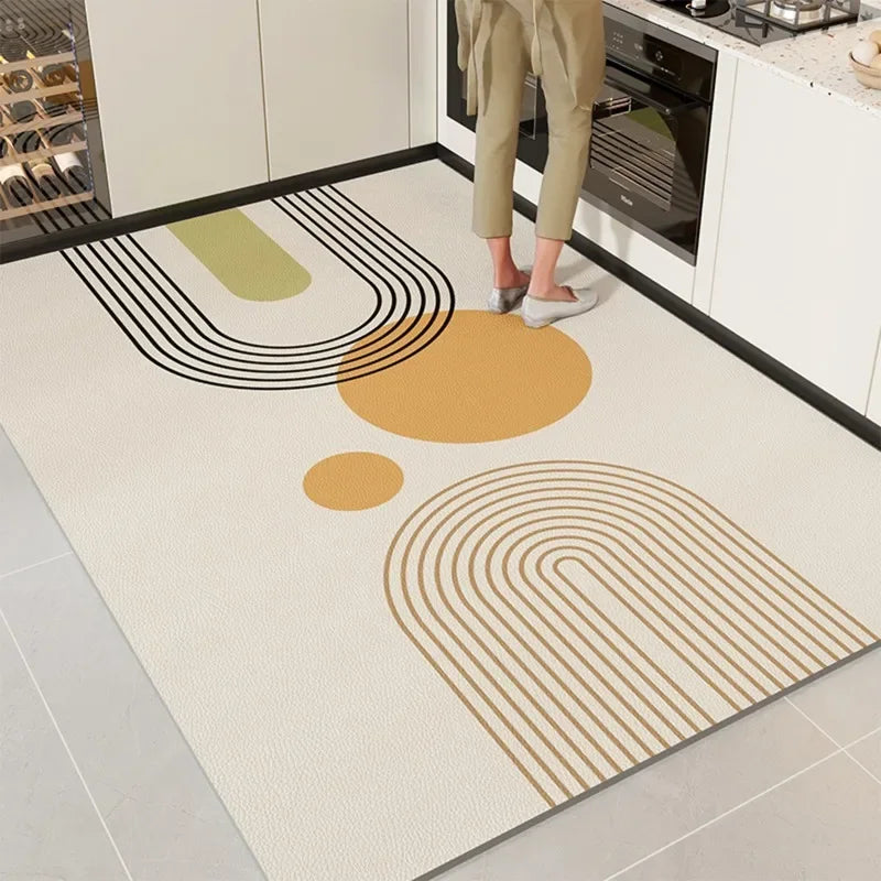 Kitchen Mat Pvc Waterproof Oil-proof Carpet Leather Large Rug