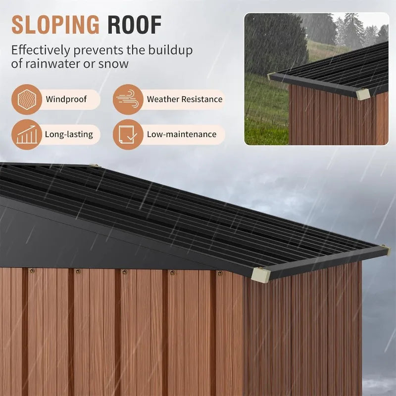 5x3 Ft Storage Shed, Outdoor Metal Shed With Lock, Small Lean To Shed,