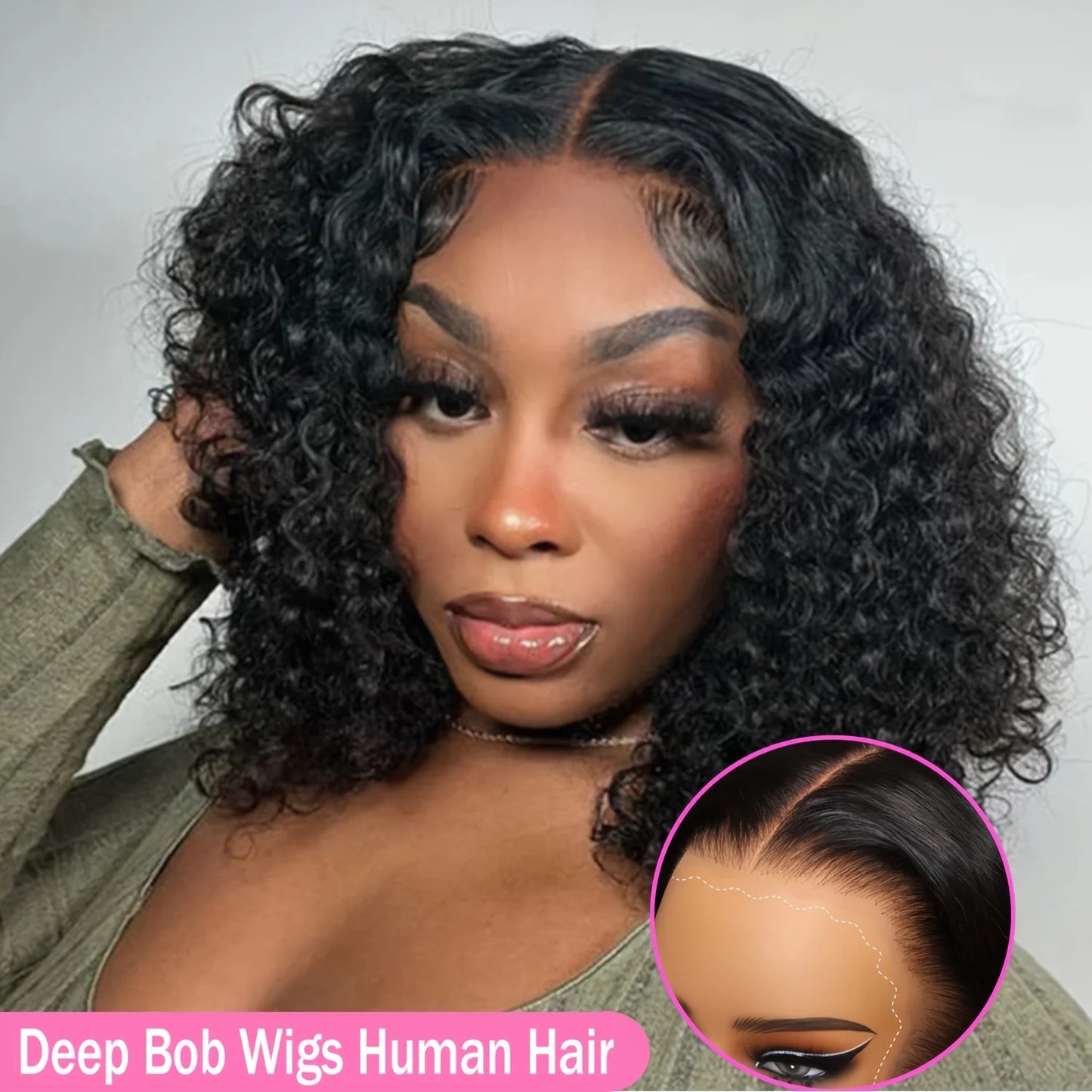 Burmese Curly Deep Wave Curly Human Hair Wig Glue less Wet and Wavy Lace Front