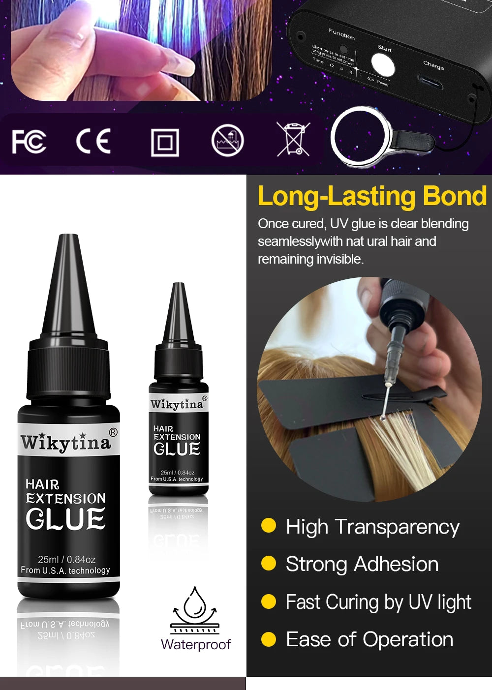 Advanced V Light Hair Extension Tools Kit with UV Glue Hair Extension Machine