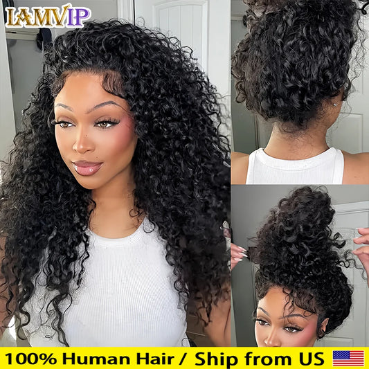 Strap Drawstring Sung Head Lace 250 Density Water Kinky Curly Deep