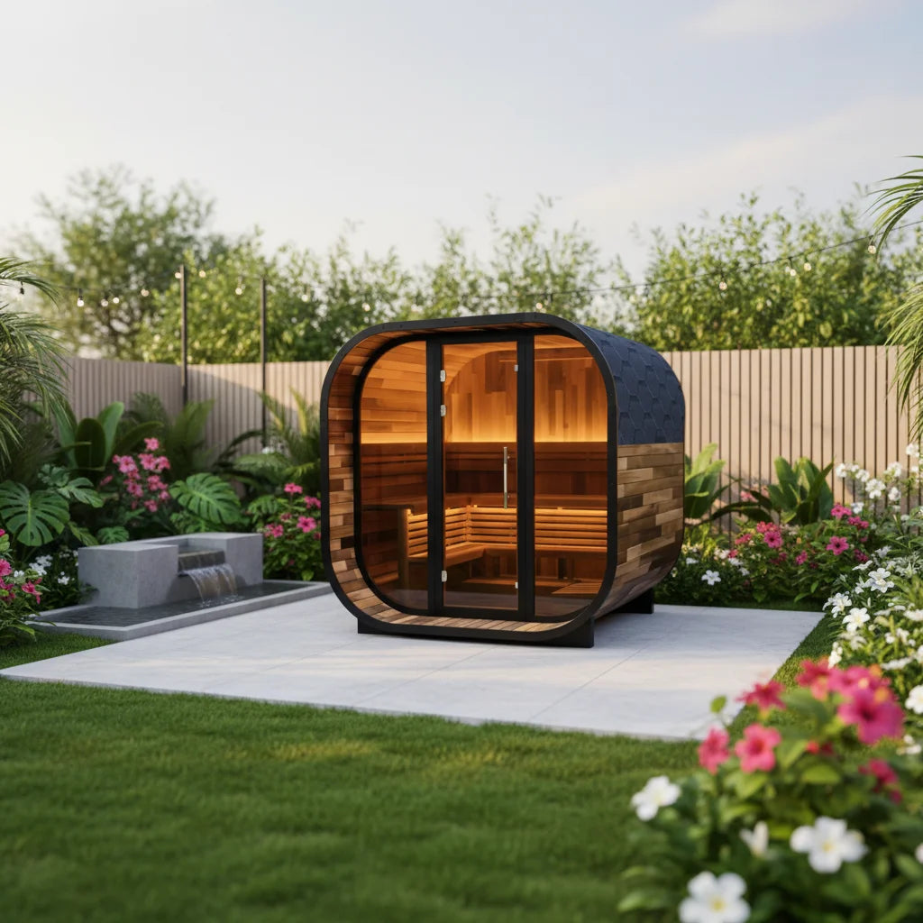 Modern Dry Sauna Room Spliced Redwood 4-6 Person Large Luxury