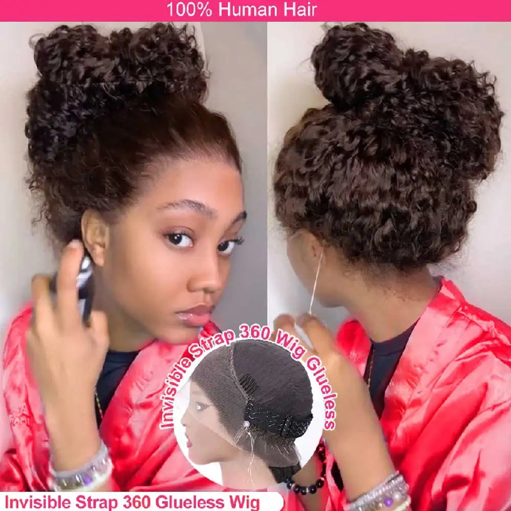 Chocolate Brown 30 Inch Deep Wave Lace Front Wig Glue less Wig Human Hair