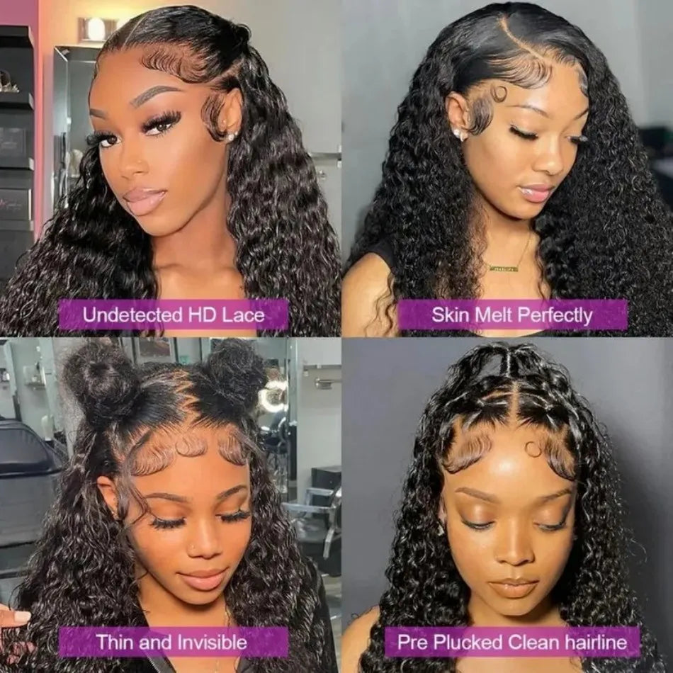 250 Density 13X6 Hd Lace Frontal Wig Deep Wave Human Hair Wigs 100%