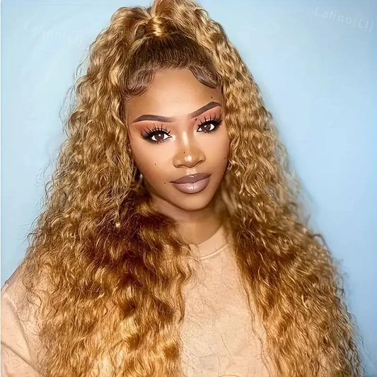 Honey Blonde Human Hair Wig Curly Wigs