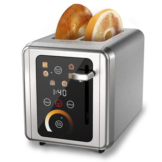 2 Slice Toaster, Touchscreen Toasters with Stainless Steel, Wide Slots