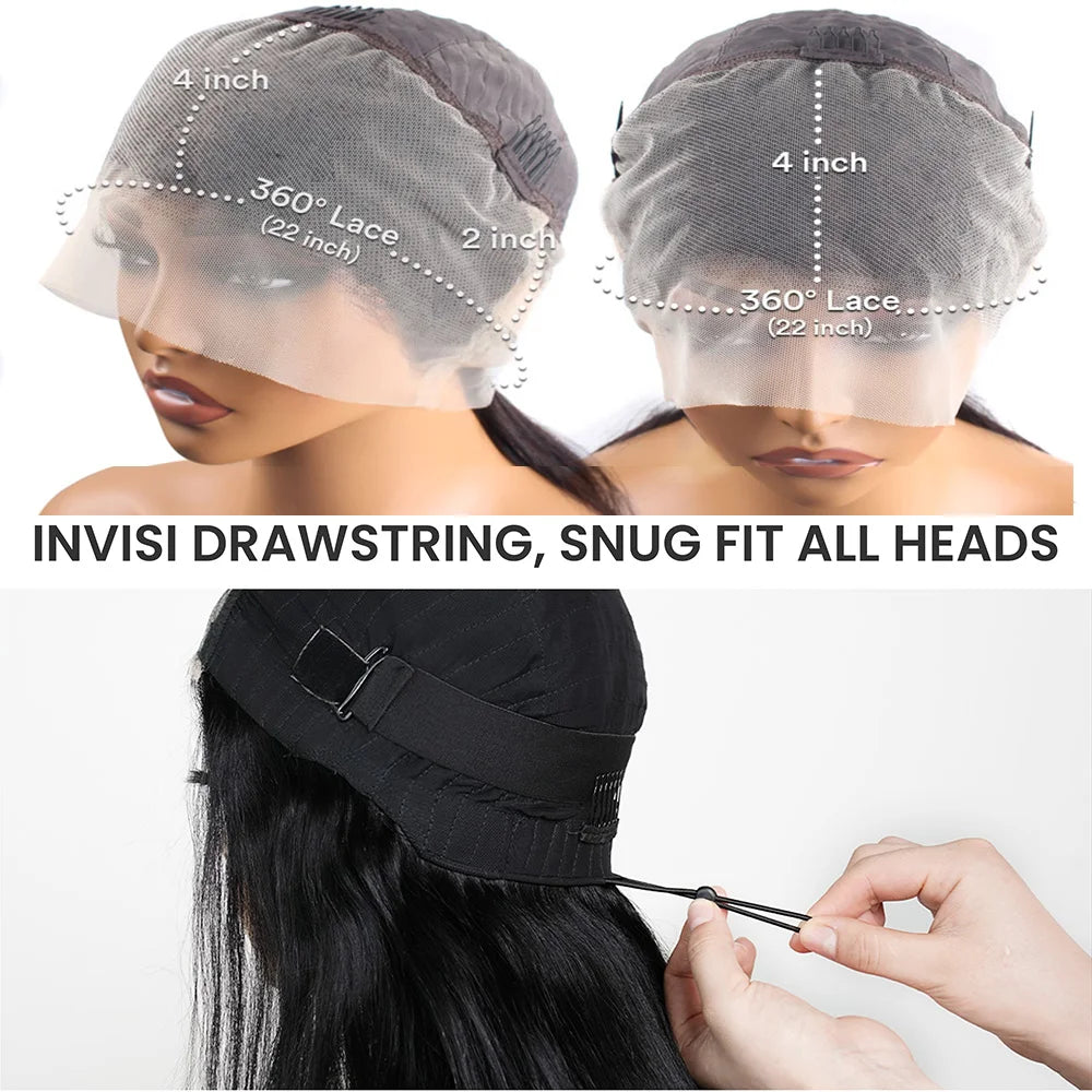 Bone Straight Human Hair Wigs Natural Black Wig 360 Straight Lace Front Wigs Brazilian