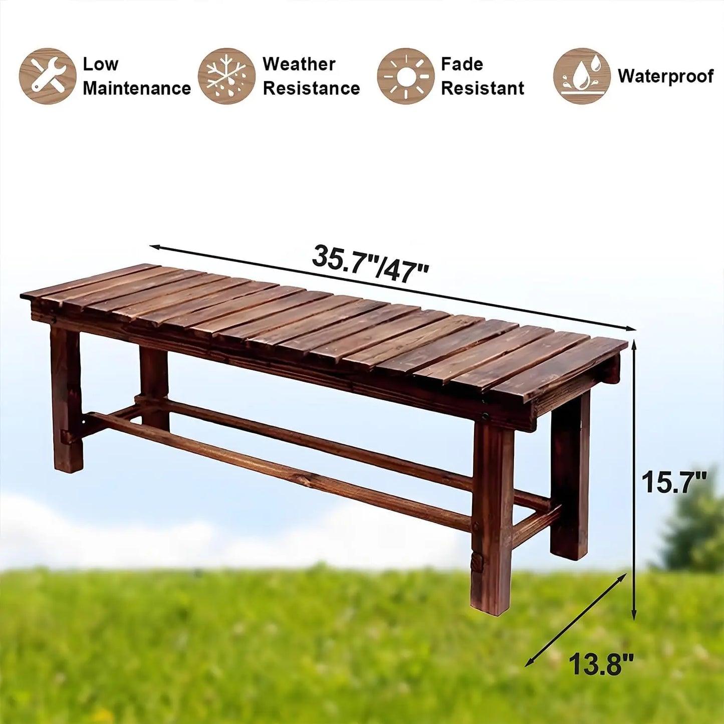 35.4'' Outdoor Garden Benches Weatherproof Patio Bench