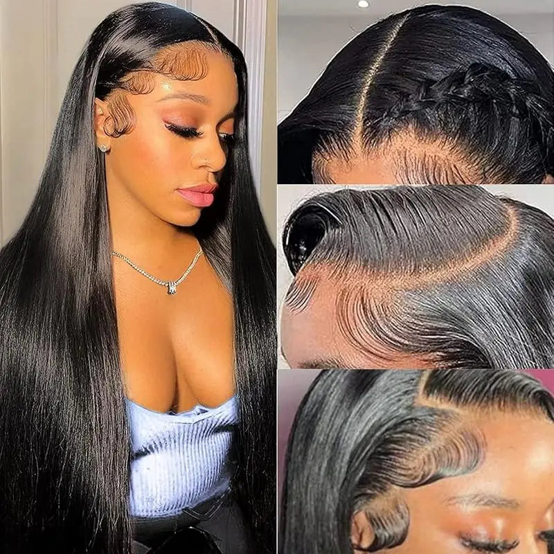 Straight Human Hair Wigs Frontal Wig Glu less