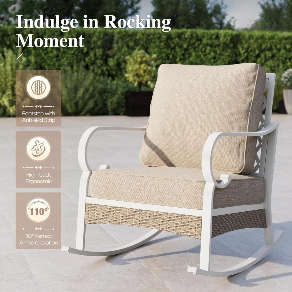 4-Piece Patio Furniture Set with Metal & Rattan Design,
