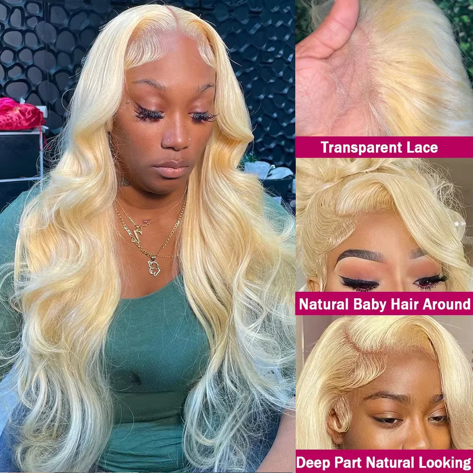 613 Human Hair Wig 13X6 Body Wave Blonde Hd Lace Frontal Wig Pre plucked