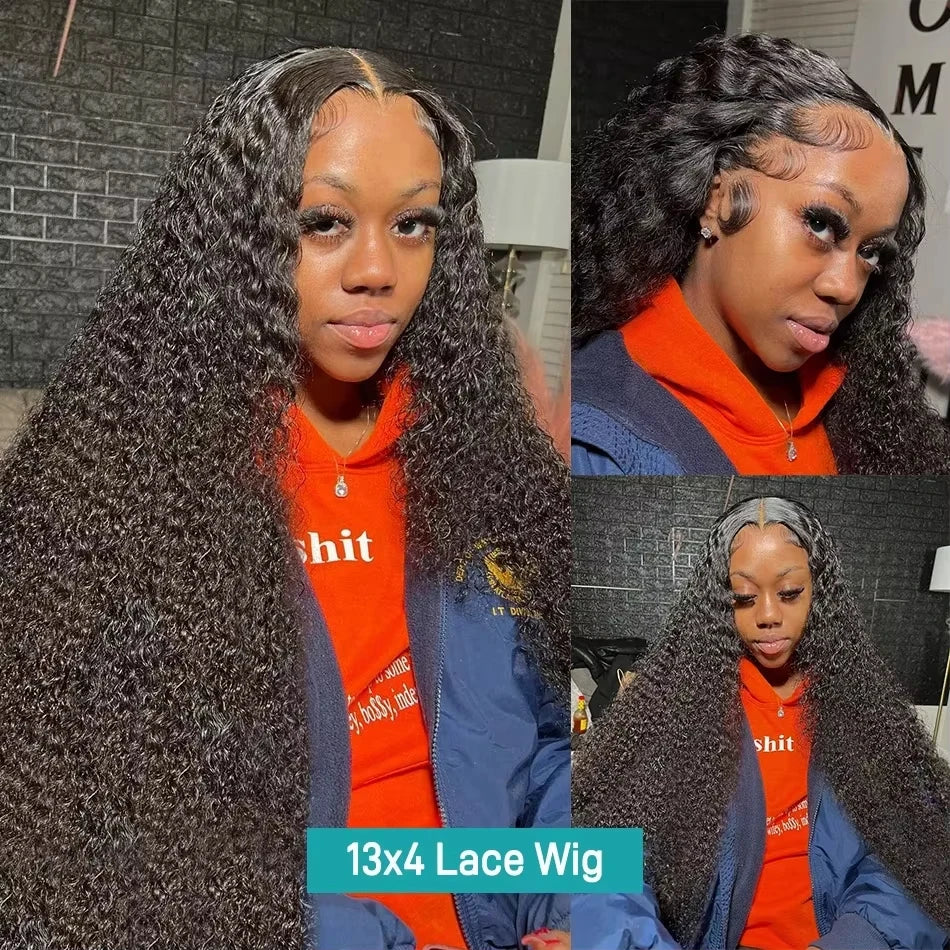 Water Wave Head Transparent Lace Front Wigs Deep Wave