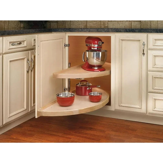 Pull Out Turntable Storage Trays Shelf Half Moon Lazy Susan Organizer