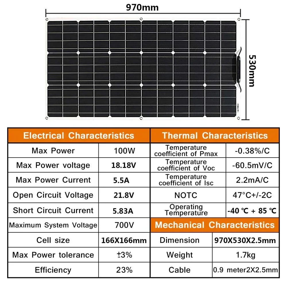 12V Flexible Solar Panel  Bendable Waterproof Monocrystalline