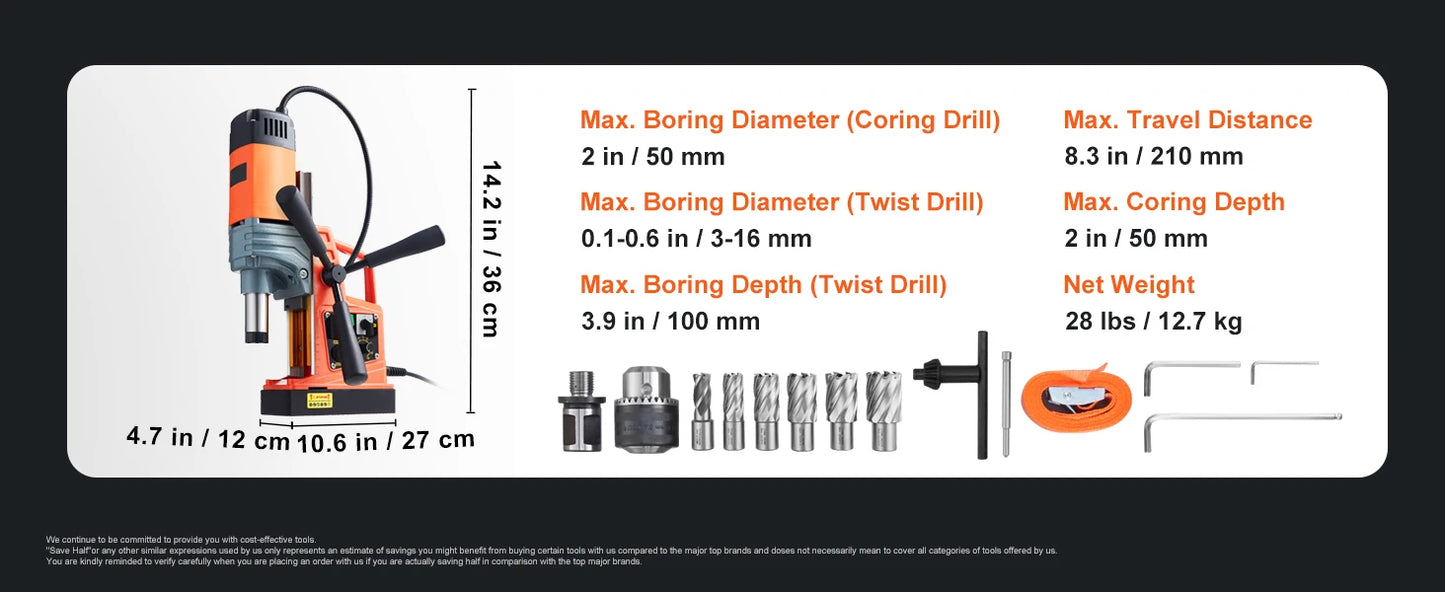 1300W 1400W 2" Electric Drilling Machine Magnetic Drill Boring