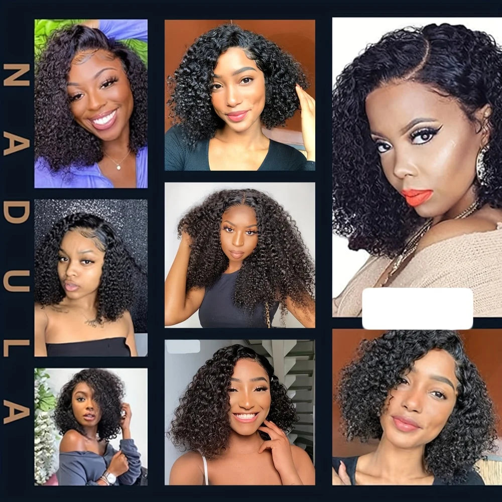 Burmese Curly Deep Wave Curly Human Hair Wig Glue less Wet and Wavy Lace Front