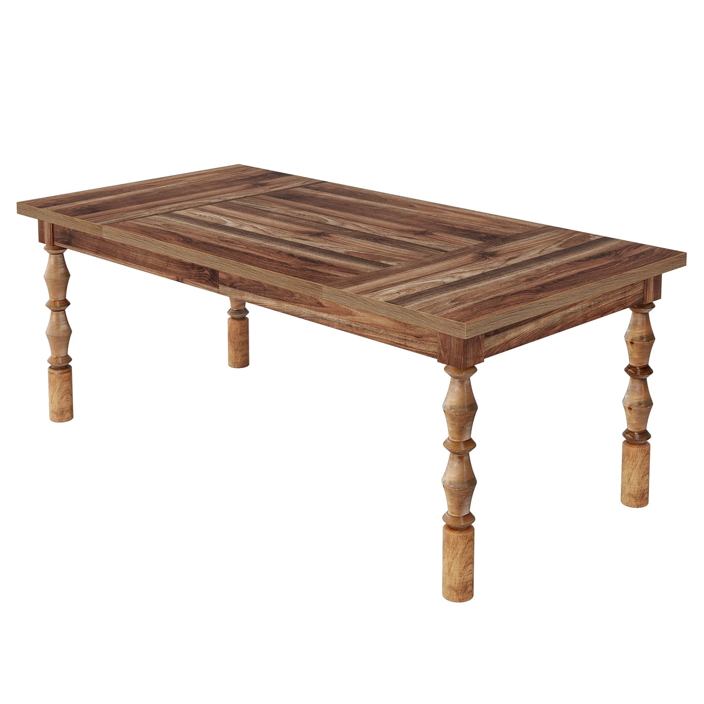 62” Wood Patio Table for 4-6 People, Farmhouse Large Indoor