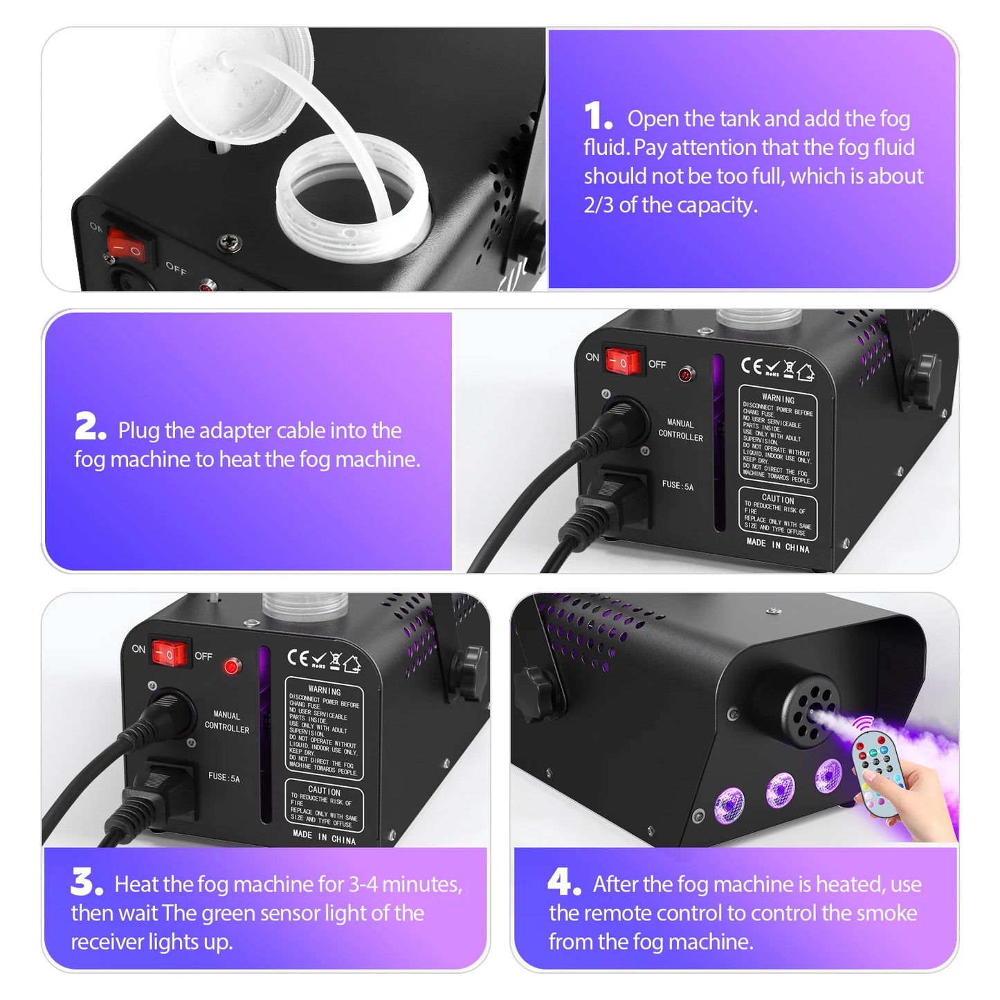 Smoke Machine Wireless Control Fog Machine RGB LED Stage Lighting