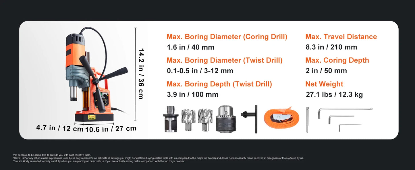 1300W 1400W 2" Electric Drilling Machine Magnetic Drill Boring